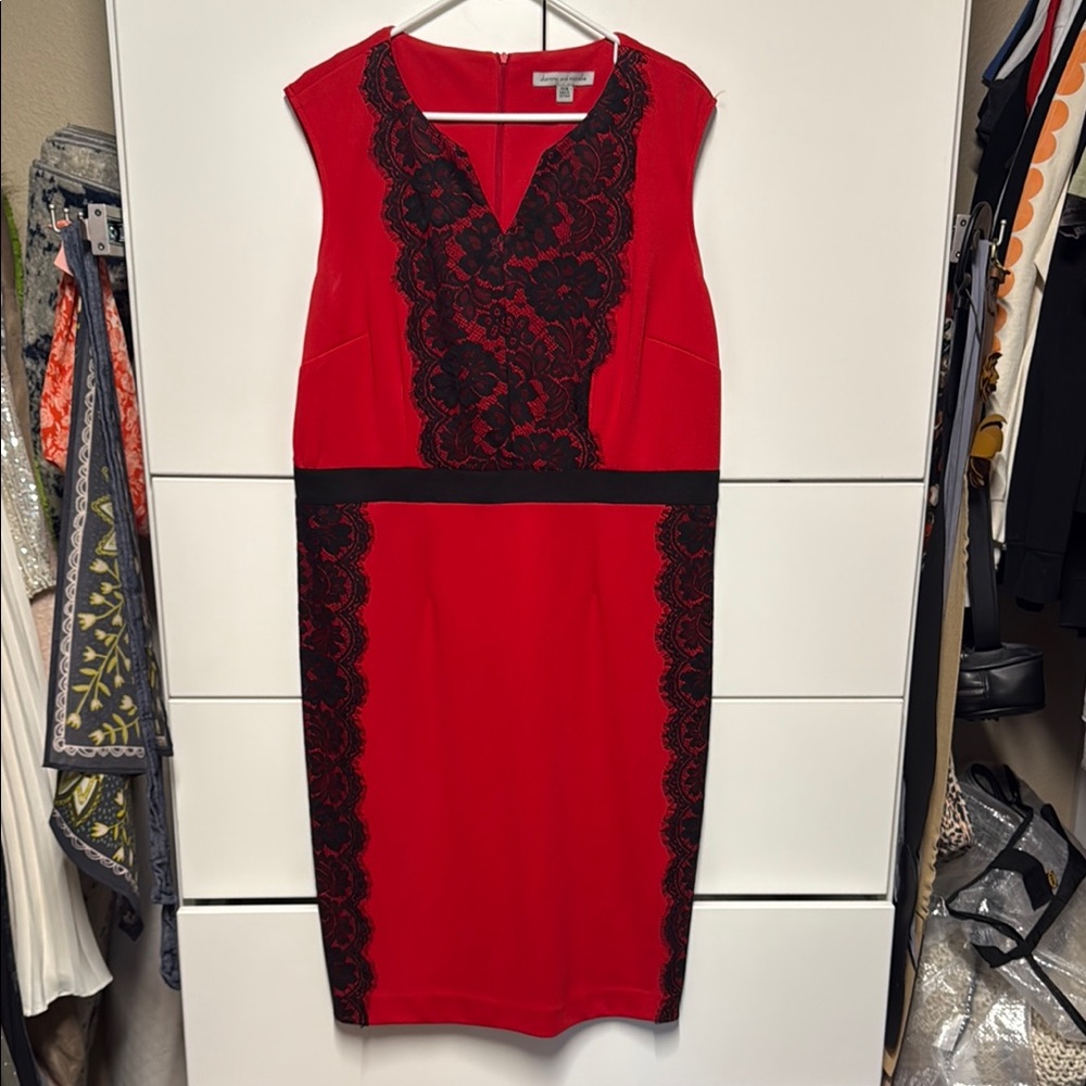 Elegant Red and Black Lace Dress